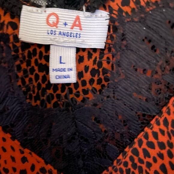 Q + A Los Angeles Womens Cami Cropped Lace-Trim - Rust Animal Size L - Picture 6 of 7